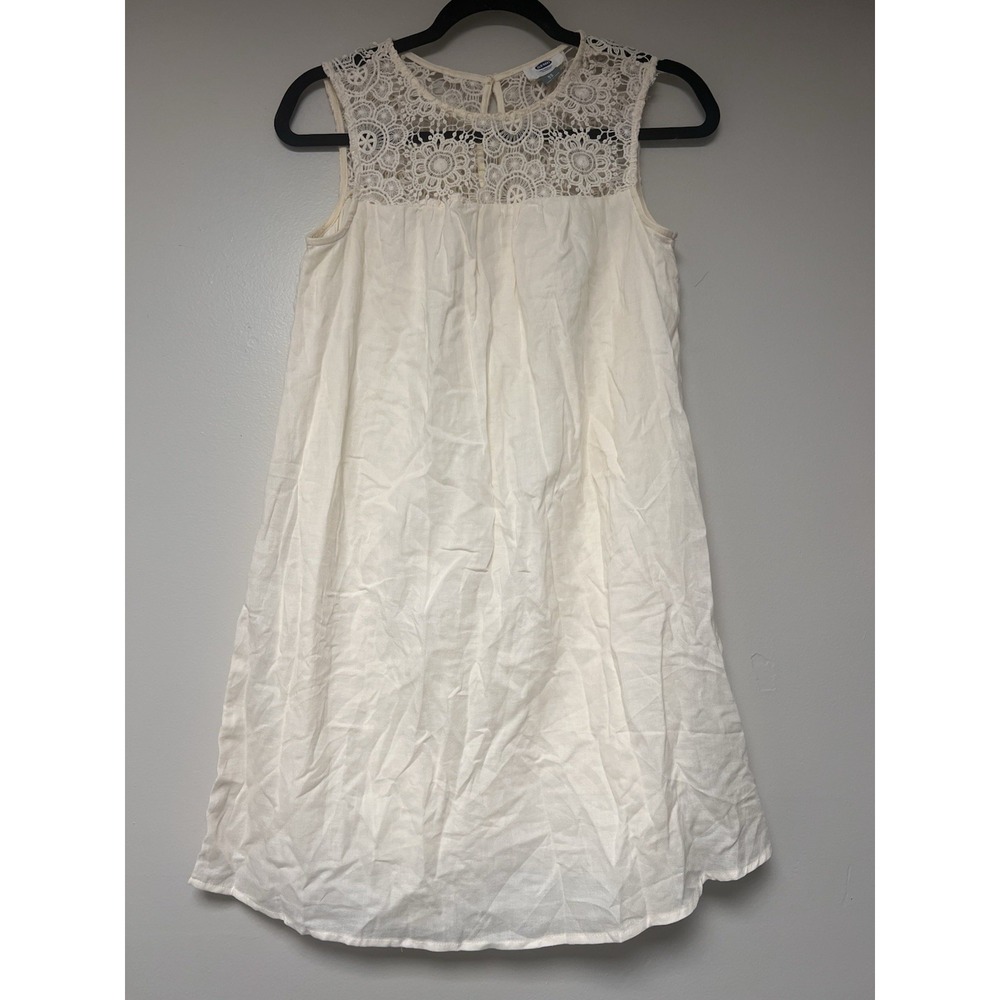 Old Navy Women's Ivory Tunic Length Blouse With Lace Size XS